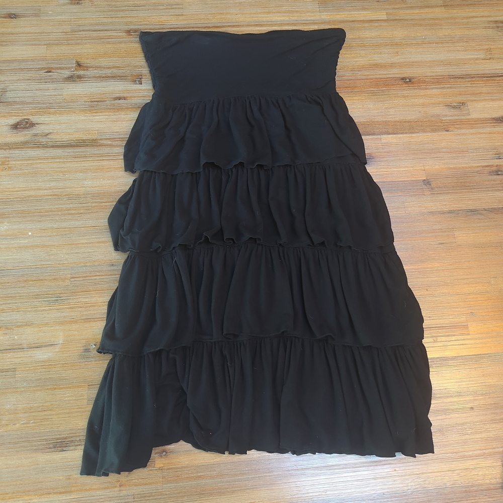 INC International Concepts Black Strapless Tiered Dress